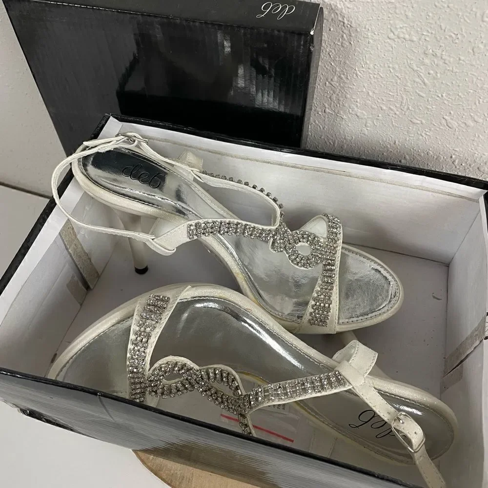 NIB Deb Bedazzled Rhinestone Strappy Heels Size 8